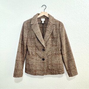 ⚡️St. John's Bay Brown Houndtooth Wool Blend Jacket women’s Small